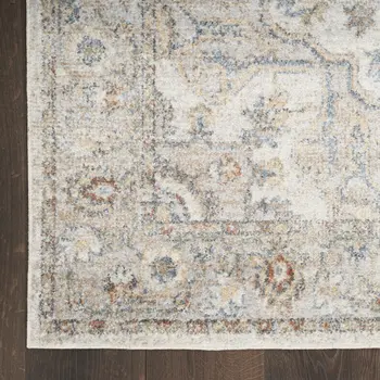 12' Gray Oriental Washable Runner Rug