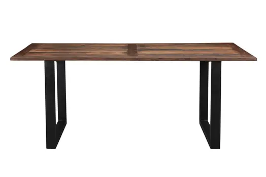 78" Dark Brown And Black Solid Wood Sled Base Dining Table