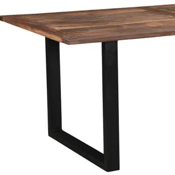 78" Dark Brown And Black Solid Wood Sled Base Dining Table