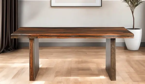 74" Dark Brown Solid Wood Dining Table
