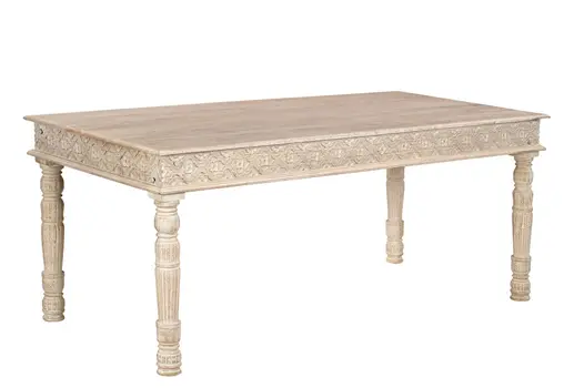 72" White Solid Wood Dining Table