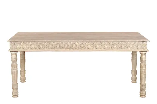 72" White Solid Wood Dining Table