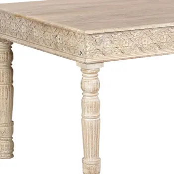 72" White Solid Wood Dining Table