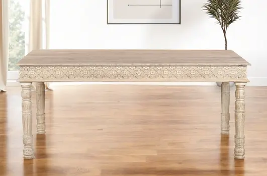 72" White Solid Wood Dining Table