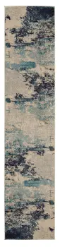 10' Ivory Abstract Power Loom Runner Rug