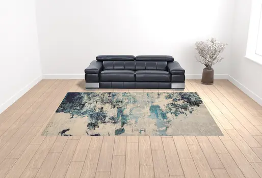 10' X 14' Ivory Abstract Power Loom Area Rug