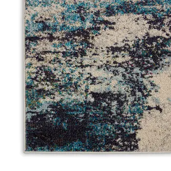7' X 10' Ivory Abstract Power Loom Area Rug
