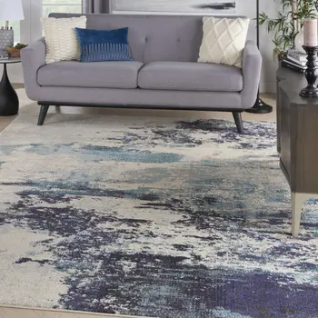 8' X 11' Ivory Abstract Power Loom Area Rug