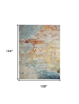 9' X 12' Blue and Gray Abstract Power Loom Area Rug