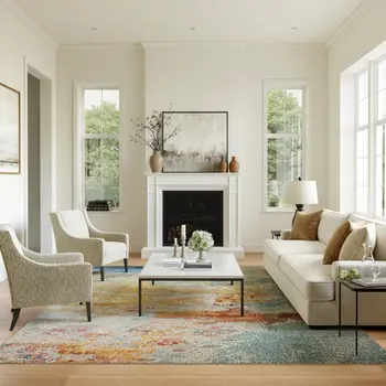 8' X 11' Blue And Gray Abstract Power Loom Area Rug