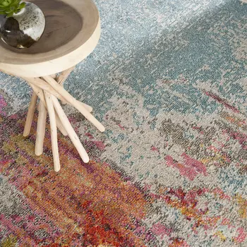 8' X 11' Blue And Gray Abstract Power Loom Area Rug