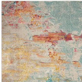7' X 10' Blue And Gray Abstract Power Loom Area Rug