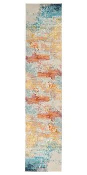10' Blue And Gray Abstract Runner Rug