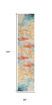 12' Blue And Gray Abstract Runner Rug