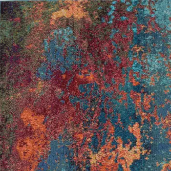 8' X 11' Blue and Orange Abstract Power Loom Area Rug