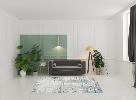 6' X 9' Ivory Abstract Power Loom Area Rug