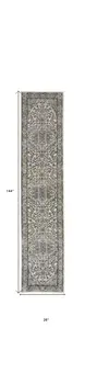 12' Gray and Ivory Medallion Power Loom Runner Rug