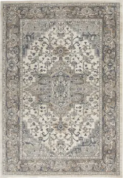 6' X 9' Ivory Floral Power Loom Area Rug