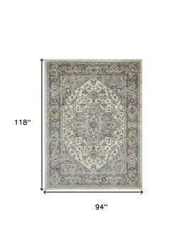 8' X 10' Ivory Floral Power Loom Area Rug
