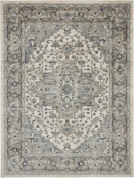 10' X 14' Ivory Floral Power Loom Area Rug