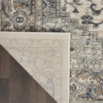 10' X 14' Ivory Floral Power Loom Area Rug