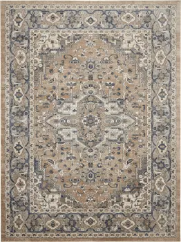 7' X 10' Ivory Floral Power Loom Area Rug