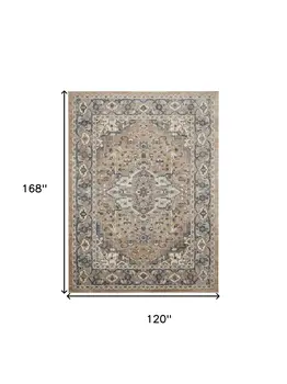 10' X 14' Ivory Floral Power Loom Area Rug