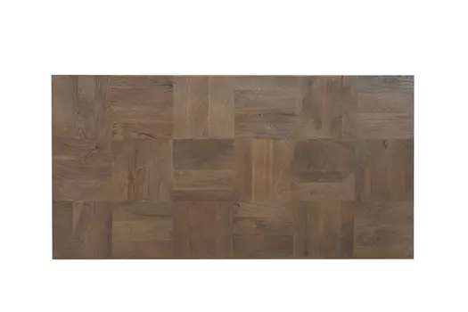 59" Dark Brown and Black Solid Wood Block Coffee Table