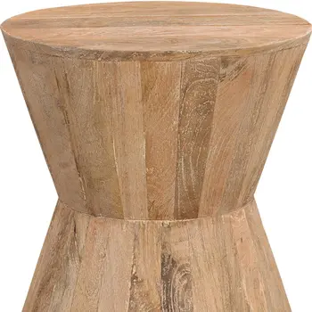 18" Wood Brown And Brown Wood Solid Wood Round End Table