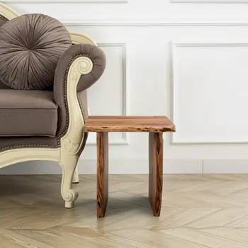 24" Brown Solid Wood Square End Table