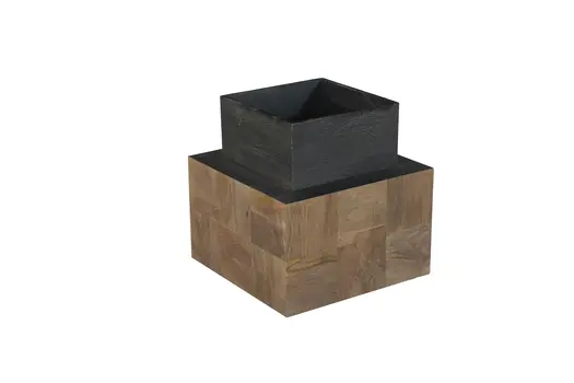 22" Black And Brown Solid Wood Square End Table