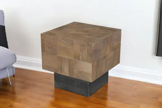 22" Black And Brown Solid Wood Square End Table
