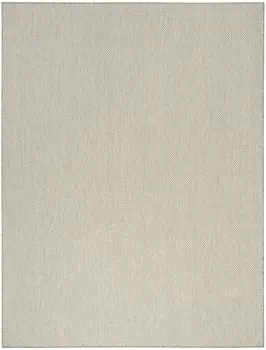 10' X 14' Ivory And Silver Indoor Outdoor Area Rug