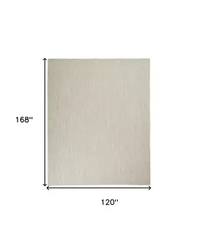 10' X 14' Ivory And Silver Indoor Outdoor Area Rug