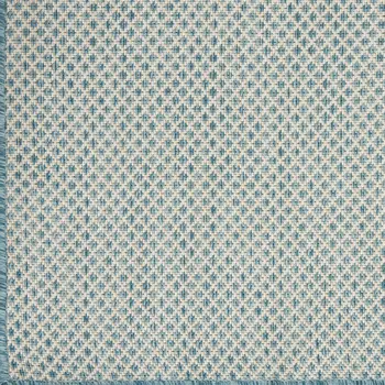 9' X 12' Aqua And Ivory Indoor Outdoor Area Rug