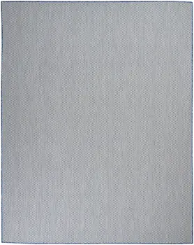 9' X 12' Blue And Ivory Indoor Outdoor Area Rug