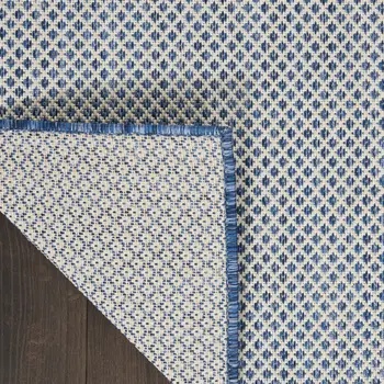 9' X 12' Blue And Ivory Indoor Outdoor Area Rug