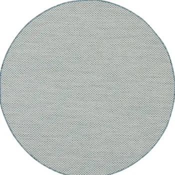 4' Blue Round Geometric Power Loom Area Rug