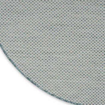 5' Blue Round Geometric Power Loom Area Rug