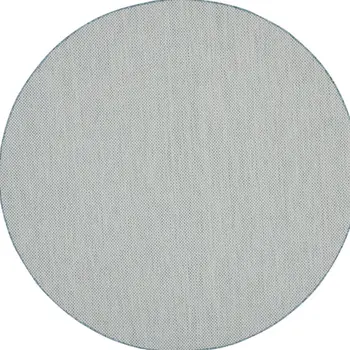 6' Blue Round Geometric Power Loom Area Rug