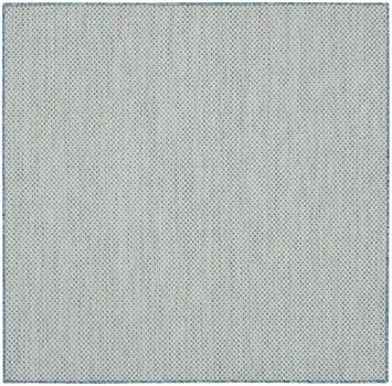 4' Blue Square Geometric Power Loom Area Rug