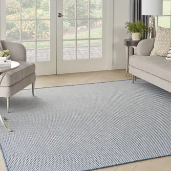 8' Blue and Ivory Indoor Outdoor Area Rug