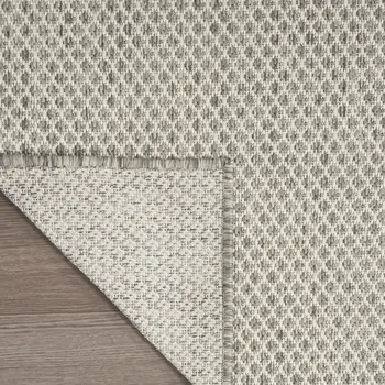 8' Silver Square Geometric Power Loom Area Rug
