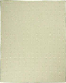 7' X 10' Green And Ivory Indoor Outdoor Area Rug
