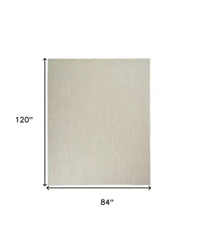 7' X 10' Ivory And Silver Indoor Outdoor Area Rug