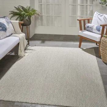 5' X 7' Ivory Geometric Power Loom Area Rug