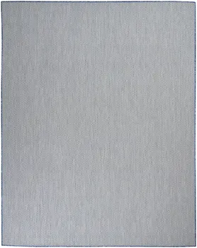 7' X 10' Blue And Ivory Indoor Outdoor Area Rug