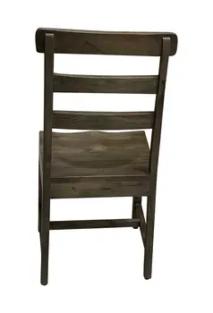 Set of Two Dark Brown Wood Ladder Back Dining Side Chairs