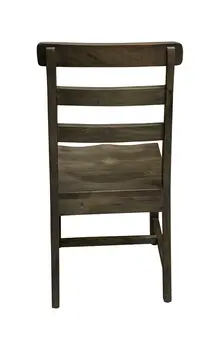 Set of Two Dark Brown Wood Ladder Back Dining Side Chairs