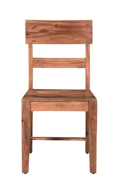 Set of Two Brown Wood Ladder Back Dining Side Chairs